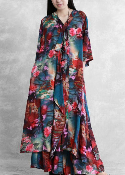 Style Suit Summer Novel Literary Print Loose Two-piece