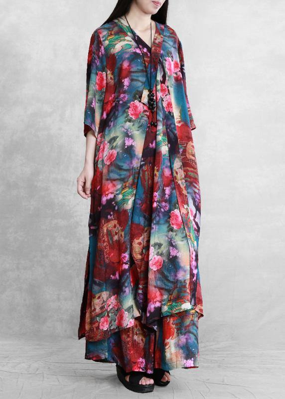 Style Suit Summer Novel Literary Print Loose Two-piece