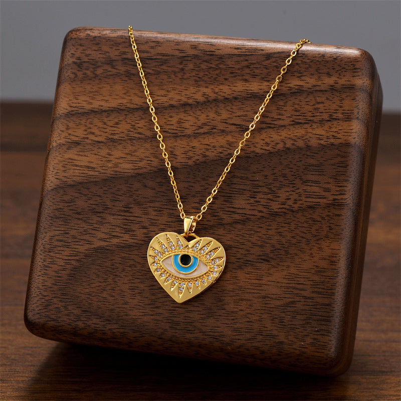 Evil Eye Heart Necklace