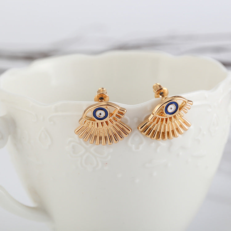 Evil Eye Shell Earrings