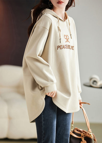 Apricot Embroidered Cotton Sweatshirts Top Spring