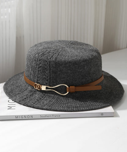 Beige Hollow Out Versatile Knit Cloche Hat
