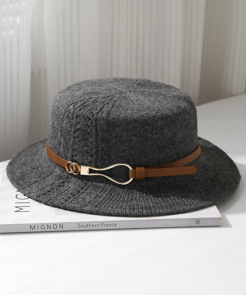 Beige Hollow Out Versatile Knit Cloche Hat