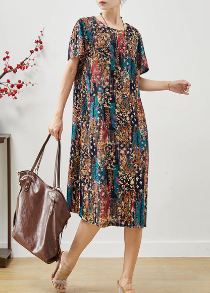 Black Oversized Print Cotton Dress Summer