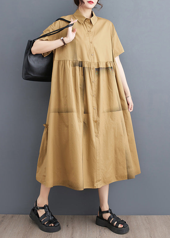 Black Print Patchwork Drawstring Button Maxi Dress Summer