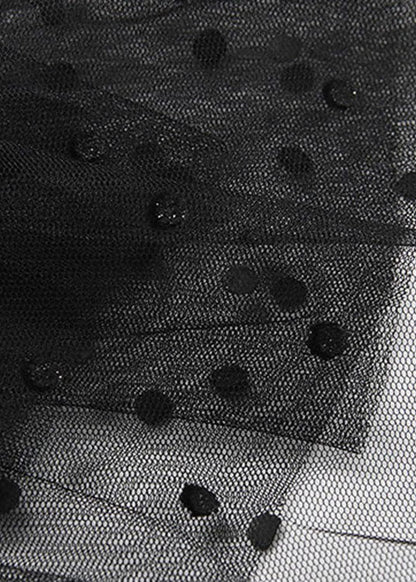 Black Tie Waist Zip Up Tulle Skirt Spring