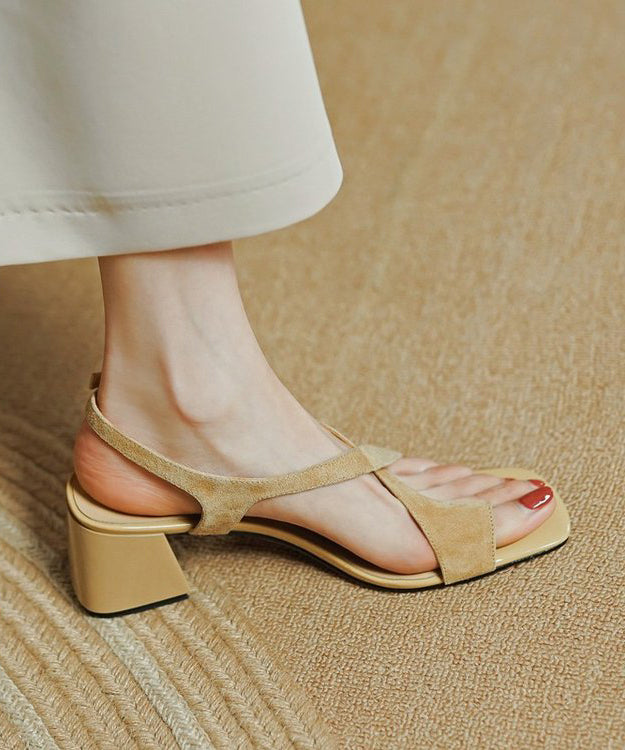 Blue Cross Strap Splicing Chunky Genuine Suede Surface Sandals