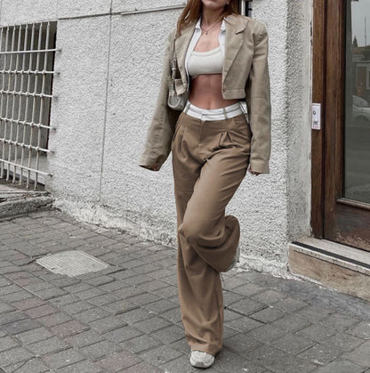 CD | Pantaloni tăiați drept cu talie înaltă Modă