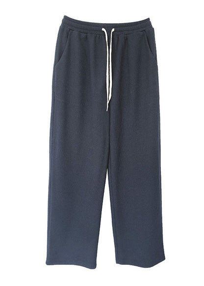 Navy Oversized Spandex Straight Pants Fall
