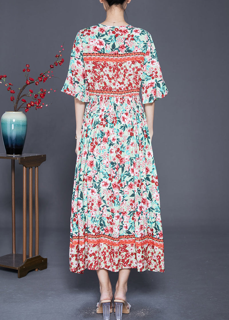 Pink Print Exra Large Hem Cotton Maxi Dresses Summer