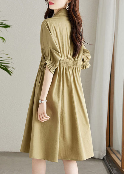 Rose Peter Pan Collar Ruffled Patchwork Cotton Shirts Dress Summer