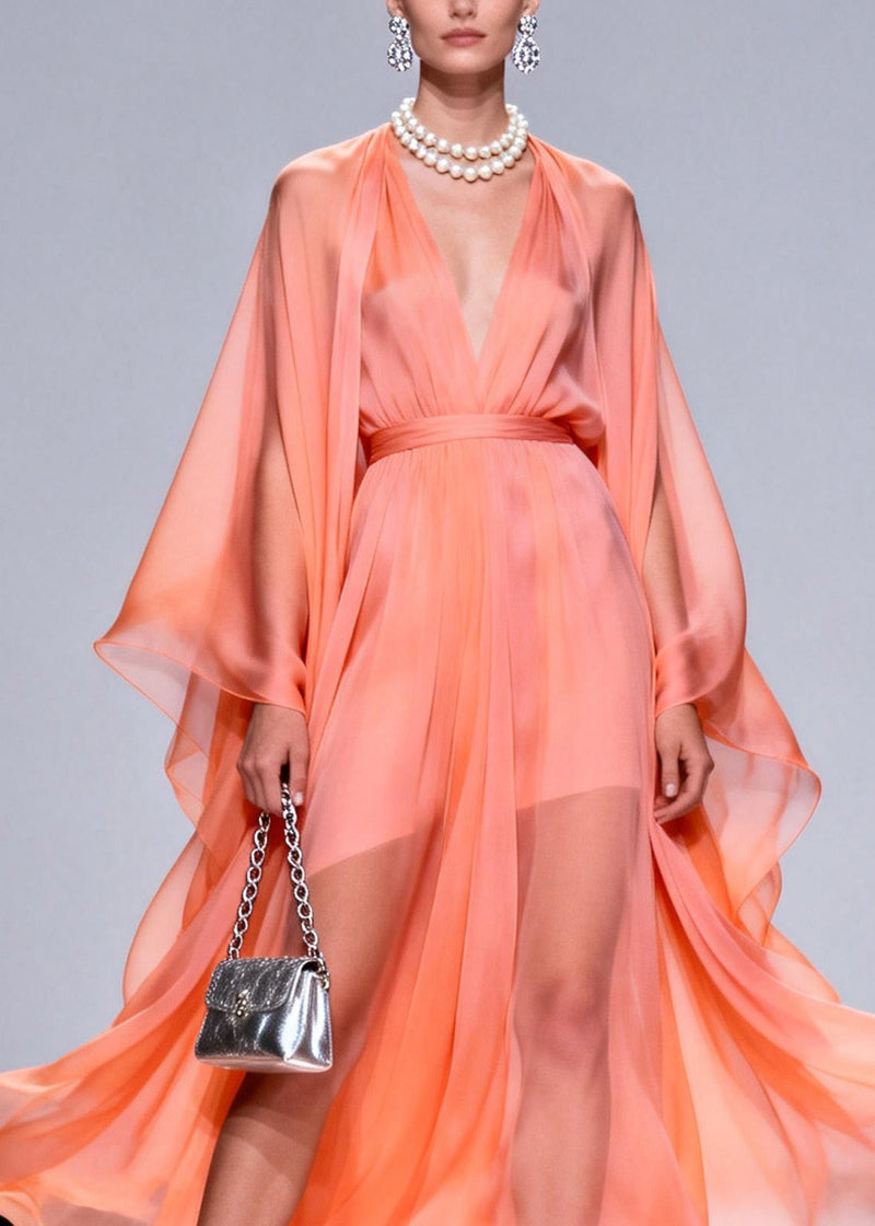V Neck Patchwork Chiffon 2 Piece Outfit Summer
