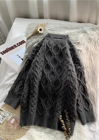 O Neck Baggy Sweater Dress Outfit Moda Dark Gray Mujer Knit Dresses