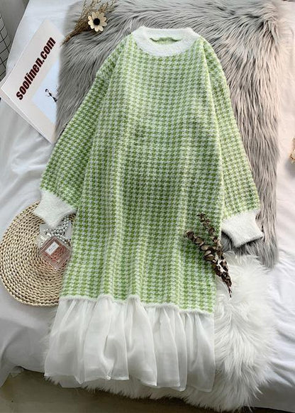 Patchwork Sweater Outfits Design Mujer O Neck Knit Dress