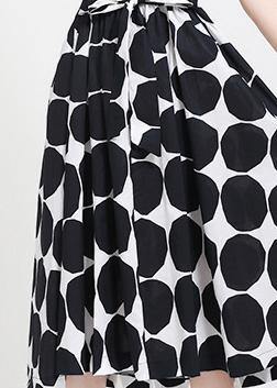 Fine Black Dot Tie Waist Summer Cotton Dress