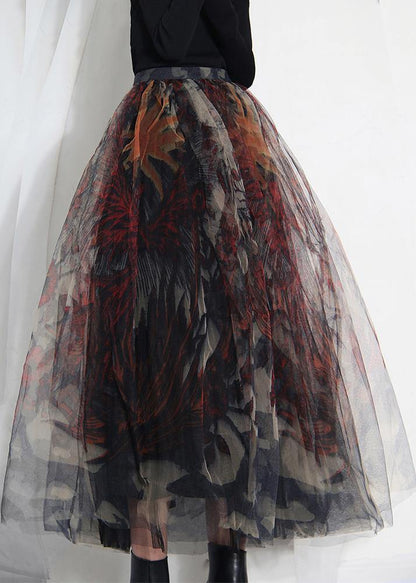 Fine Black Print Lace a Line Skirts Summer
