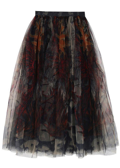 Fine Black Print Lace a Line Skirts Summer