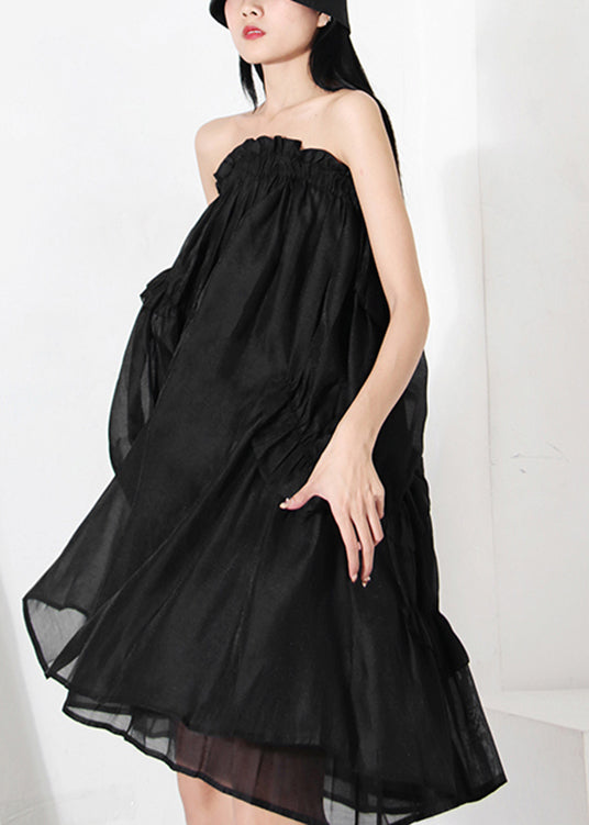 Fine Black Wrinkled Patchwork Skirt Spring