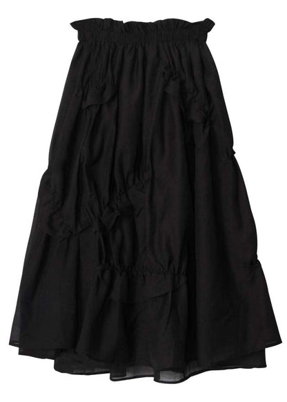 Fine Black Wrinkled Patchwork Skirt Spring