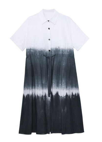 Fine Yellow Tie Dye Buttontie Sashes Short Sleeve Dresses