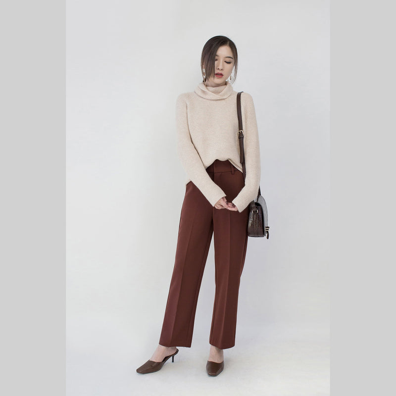 Fine Beige Sweater Clothing High Neck Knitted Blouses Baggy Winter Shirt
