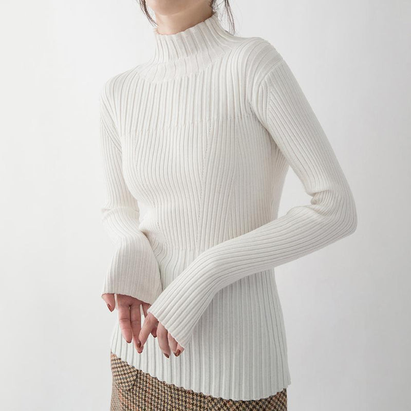 Fine White Pure Wool Blended Blouse Turtleneck Traveling Blouse New Clothing Sweater