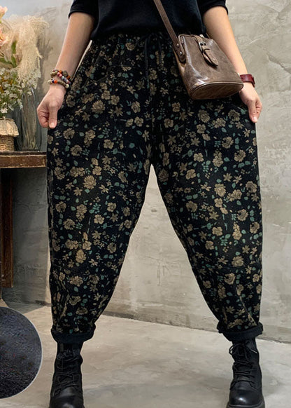 Fitted Black Fleece Lined Denim Pants Winter