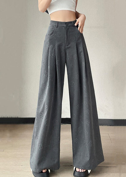 Grey Pockets High Waist Spandex Pants Summer
