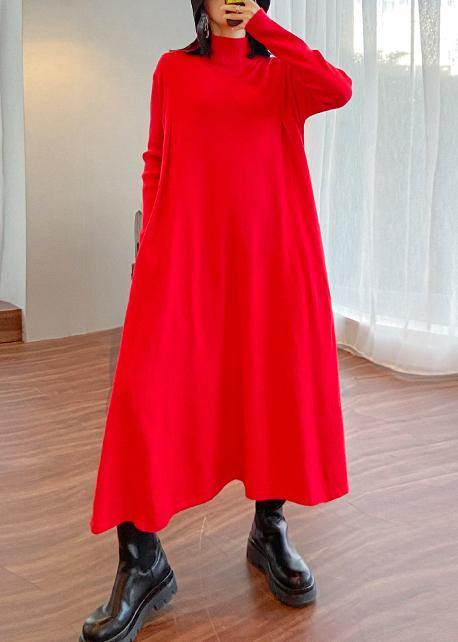 For Spring High Neck Large Hem Sweater Fall Dress Outfit Refashion Red Big Sweater Dresses