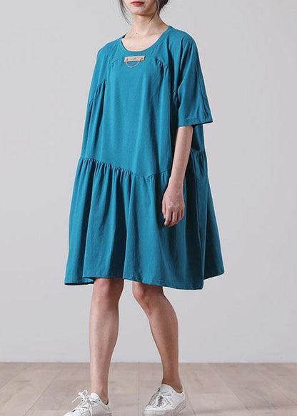 French Black Asymmetrical Cotton Dress Summer Dresses