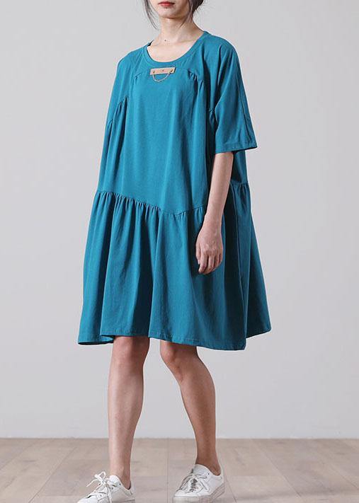 French Black Asymmetrical Cotton Dress Summer Dresses