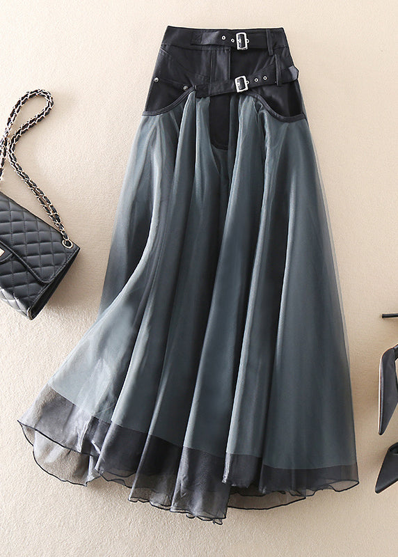 French Red Patchwork Tulle Skirts Spring