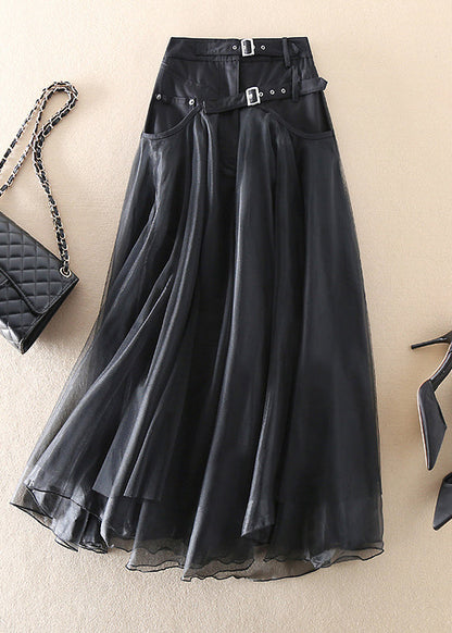 French Red Patchwork Tulle Skirts Spring