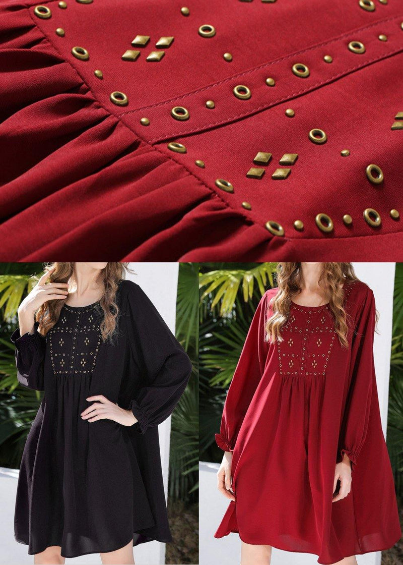 French Mulberry Chiffon Long Sleeve Spring Vacation Dresses