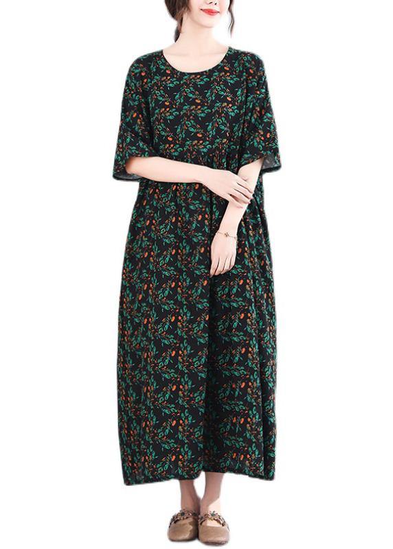 French Print Batwing Sleeve Oversize Summer Cotton Dress