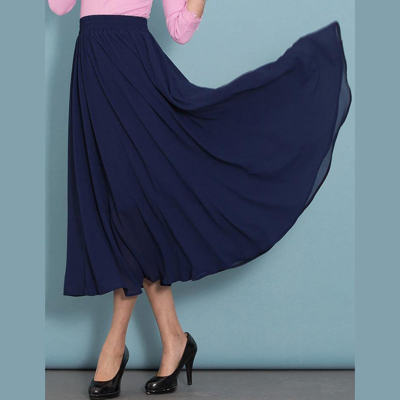 French Blue Chiffon Dress Big Hem Dresses Summer Dress