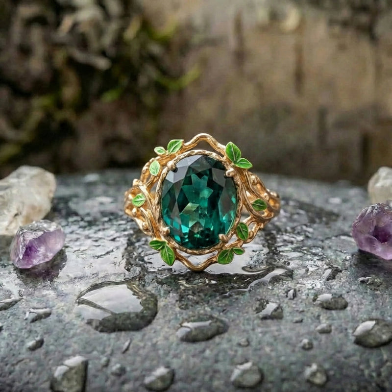 Vintage Emerald Leaf Ring