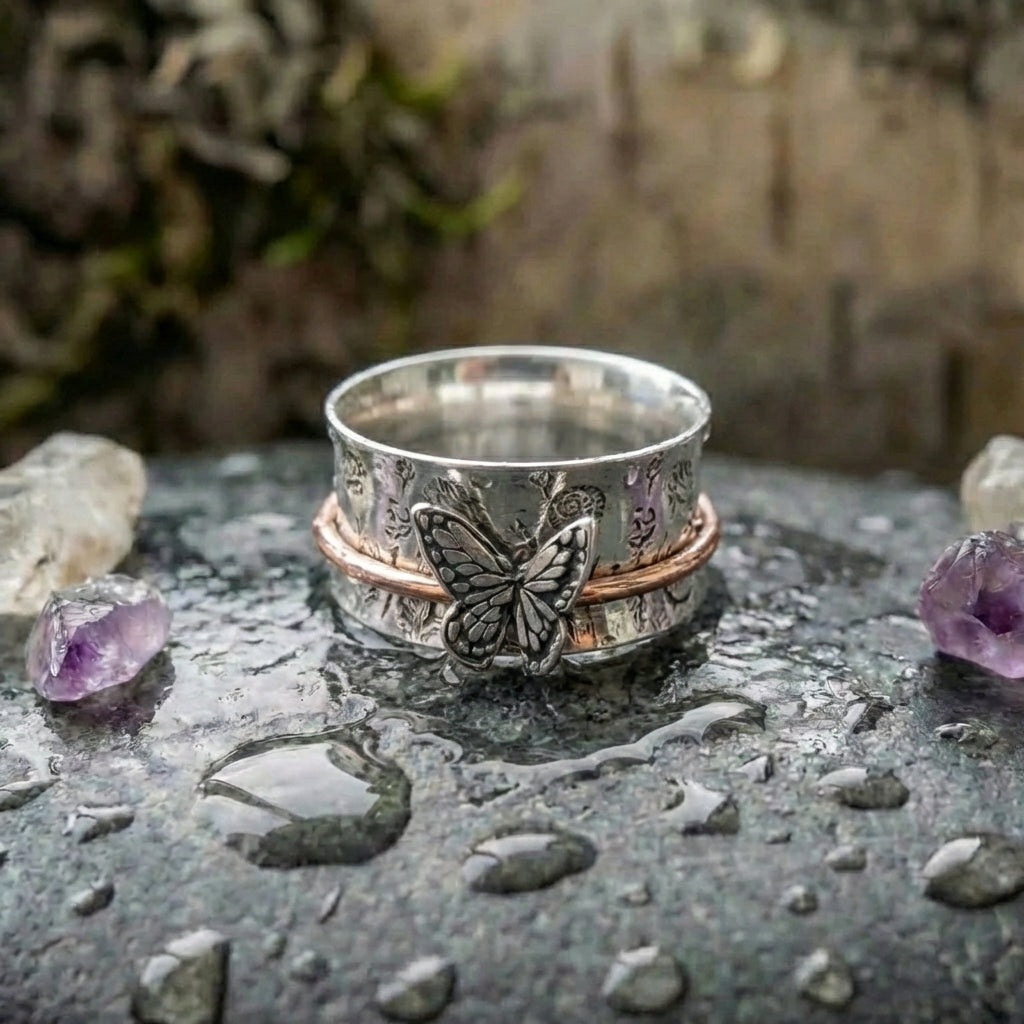 Vintage Butterfly Spinner Ring