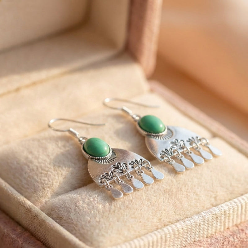 Vintage Green Stone Earrings