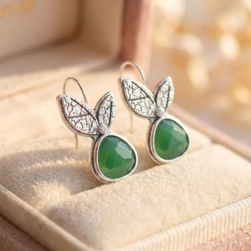 Vintage Green Leaf Earrings