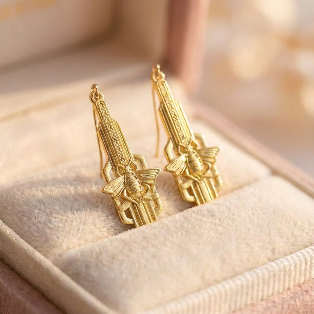 Vintage Gold Bee Earrings