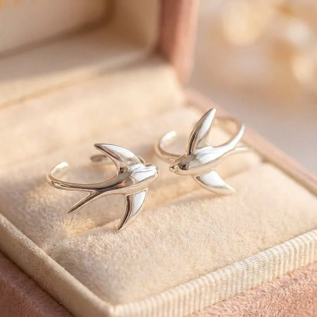 Silver Swallow Earrings