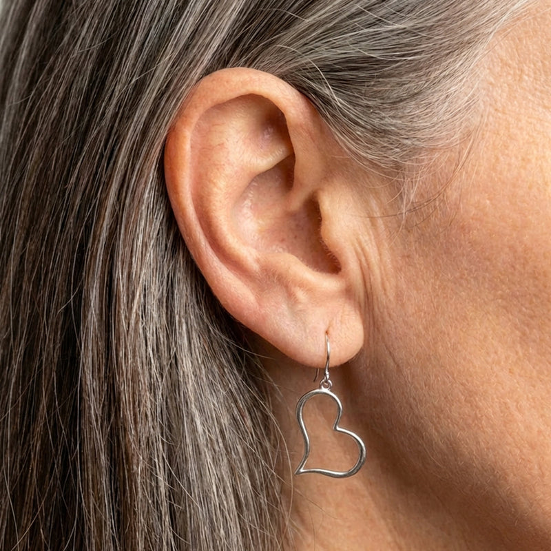 Minimalist Heart Dangle Earrings