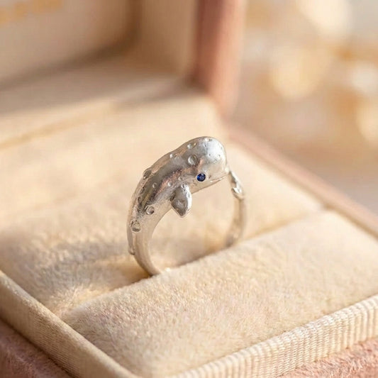 Elegant Silver Whale Ring