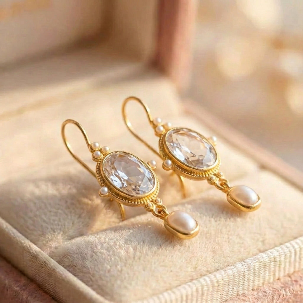 Vintage Crystal Pearl Earrings