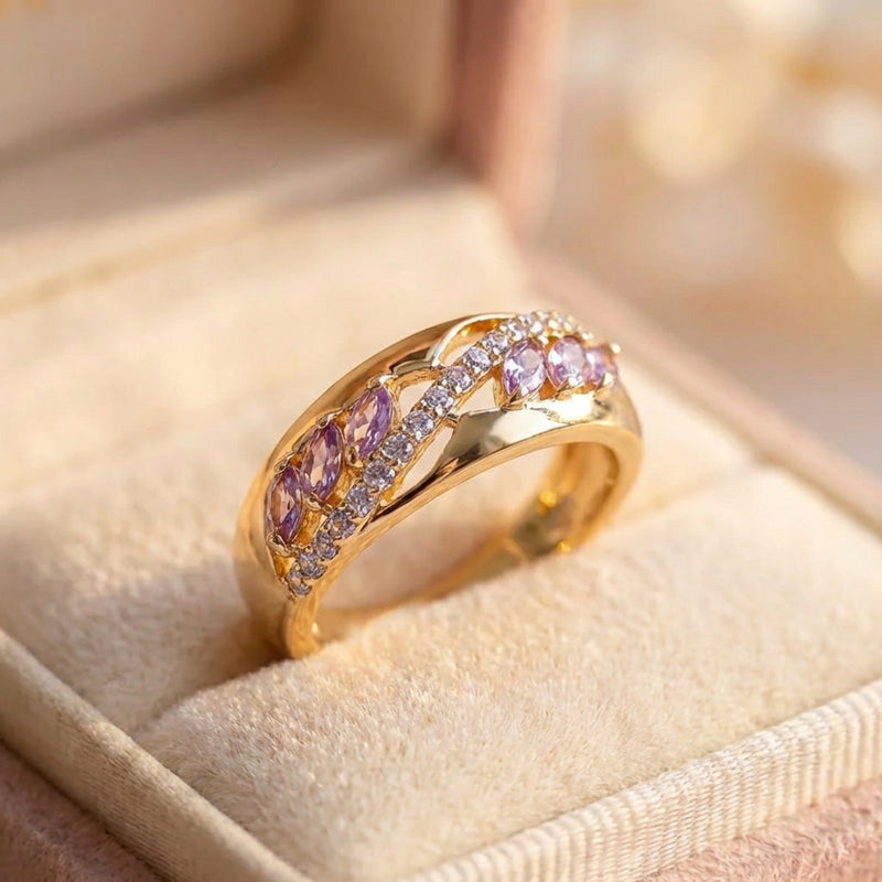 Elegant Purple Cubic Zirconia Ring
