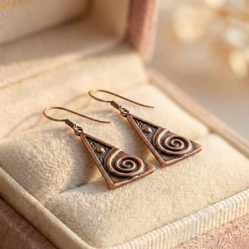 Vintage Copper Spiral Earrings
