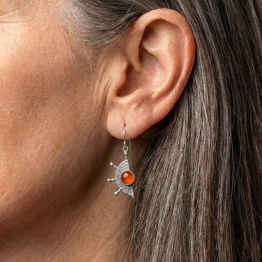 Carnelian Wheel Earrings