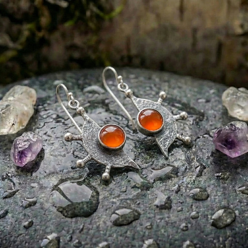 Vintage Carnelian Wheel Earrings