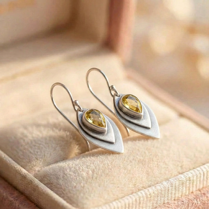 Vintage Citrine Leaf Earrings